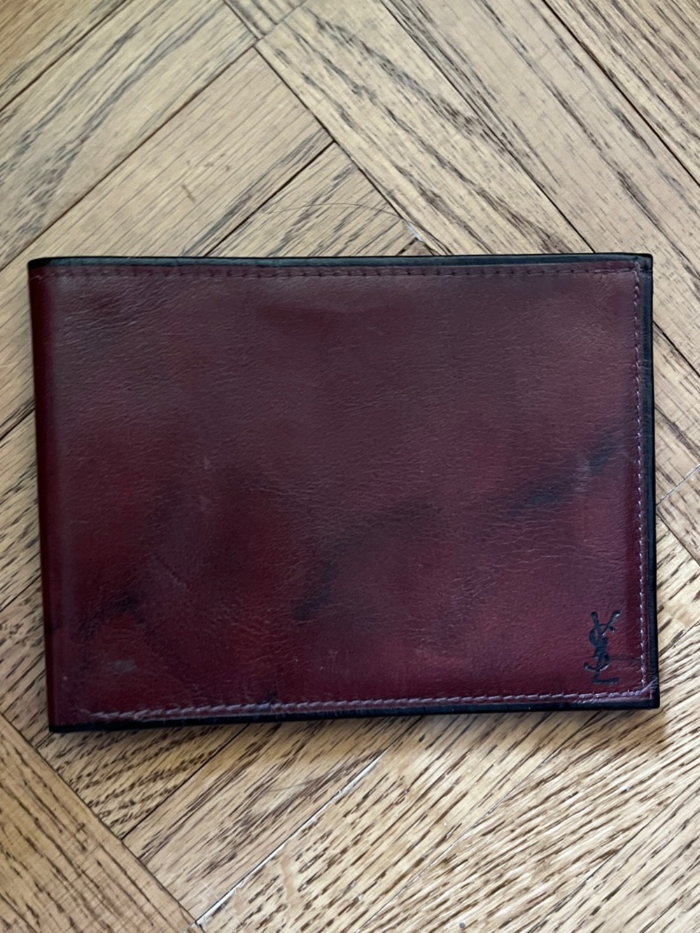 Vintage YSL Yves Saint Laurent Burgundy Leather Wallet Made in France